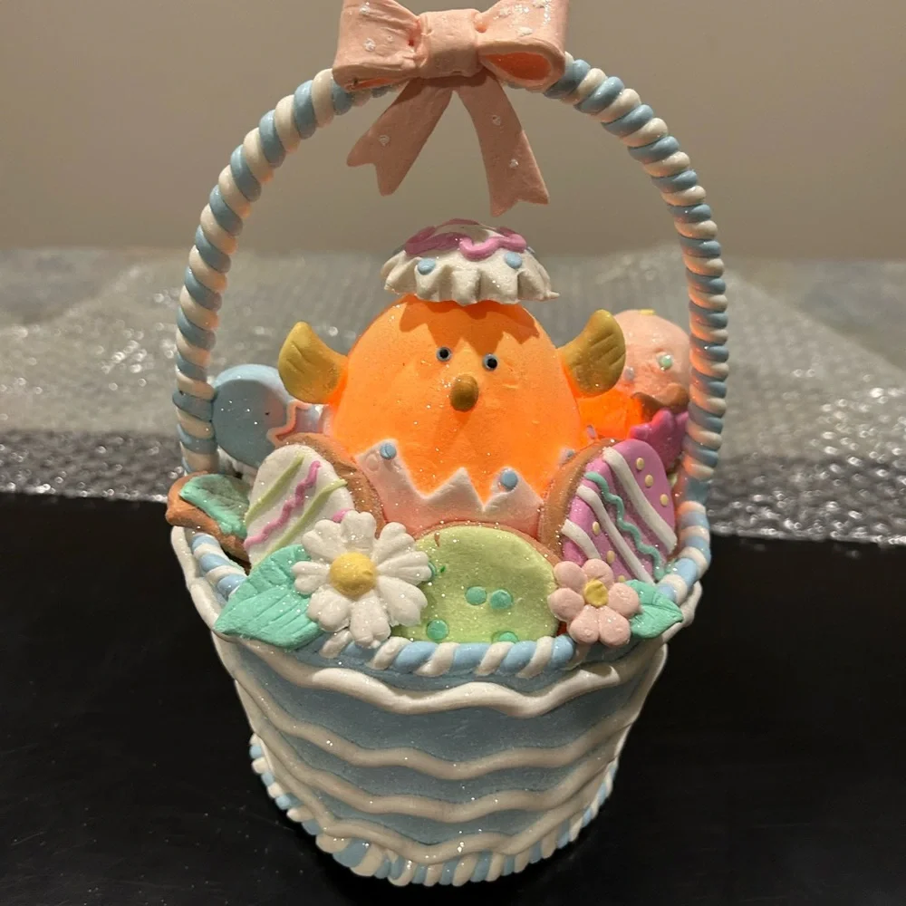 Valerie Parr Hill Light-Up Easter Chick Basket VHTF Glittery